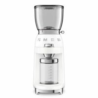 Кофемолка Smeg CGF11WHEU, белый, 150 Вт, 30 степеней помола, Евровилка, многофункциональная, с коническими жерновами
